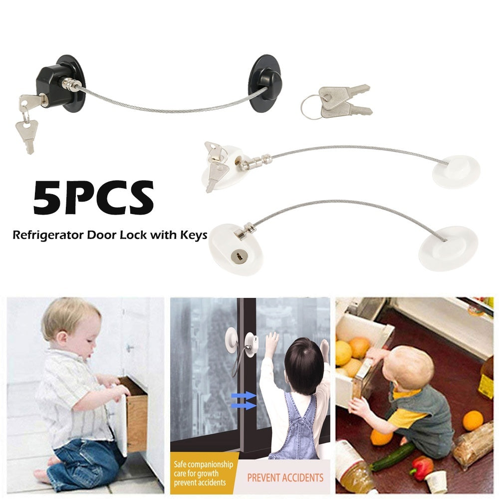 Willstar 2Pcs Refrigerator Door Lock with Keys Window Drawer Lock Freezer Door Lock Fridge Lock Baby Kid Safety Cabinet Lock