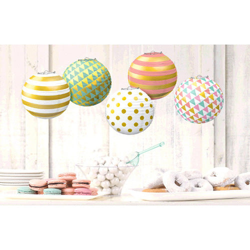 Pastel Confetti Mini Paper Lanterns (5ct)