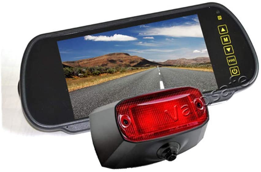 Vardsafe VS508K Brake Light Backup Camera & 7 Inch Clip-on Mirror Monitor for Dodge Ram Promaster