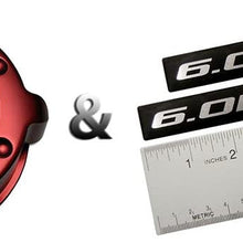 VMS RACING COMBO RED L76 6.0L OIL CAP in Billet Aluminum + (pack of 2) RED BLACK 6.0L Liter L76 Real Aluminum Engine Hood Emblem Badge Nameplate Crate Compatible with Pontiac G8 V8 Holden HSV