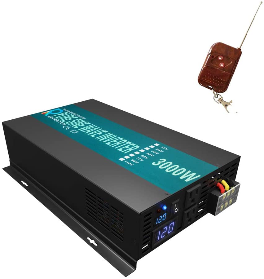 WZRELB 3000W 24V 120V Pure Sine Wave Solar Power Inverter Homeuse DC to AC System