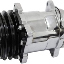 DEMOTOR PERFORMANCE A/C AC Air Conditioning Compressor V-Belt Pulley for Sanden 508 Style Hot Rod Natural/Satin Finish