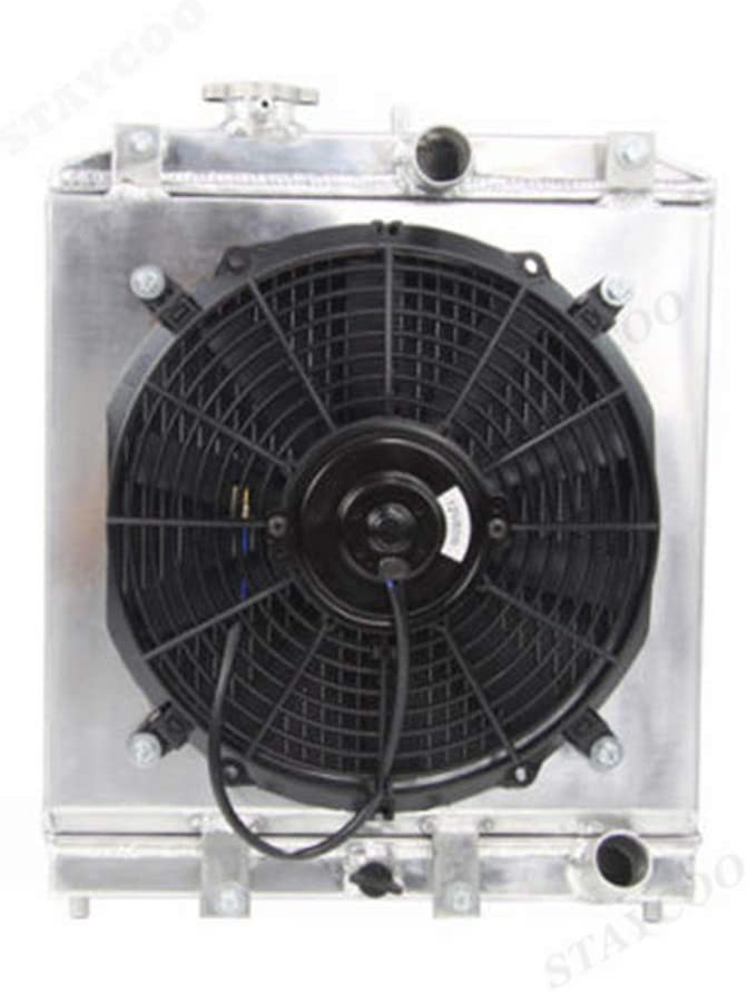 CoolingSky 2 Row All Aluminum Radiator +12 Inches Fan W/Shroud Combo for 1994-2001 Acura Integra &1992-00 Honda Civic &Civic Del Sol