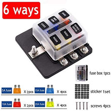 12V 24V Blade Fuse Box Holder 12/6 Ways Modified Fuse Box Terminal Block with Warning Light for Car Boat Marine Trike (Color : Army Green)