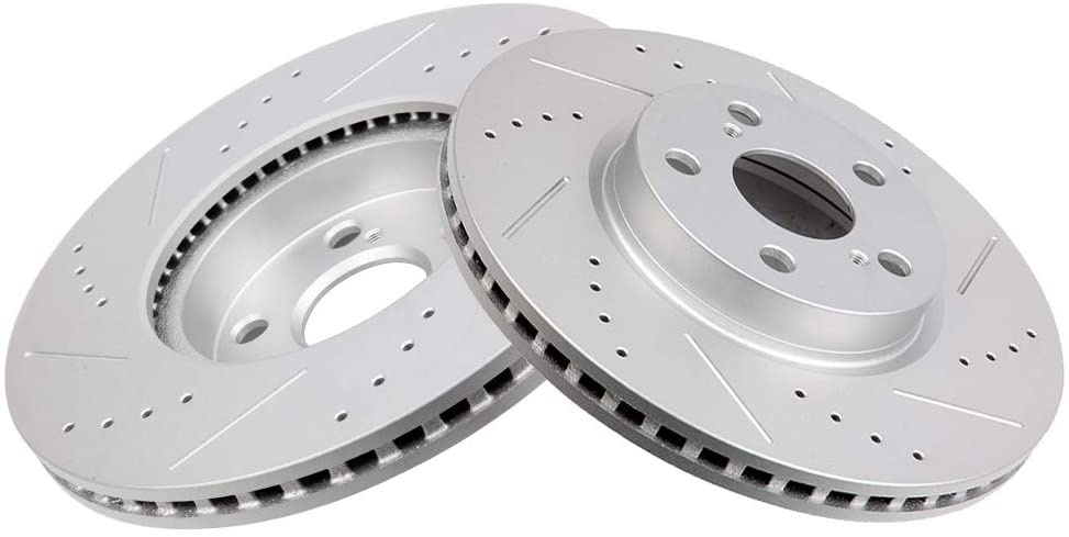 Front Slotted Drilled Brake Rotors Lsailon Fit for 2009-2010 Pontiac Vibe 2008-2013 Scion xD 2009 2010 2011 2012 2013 2014 2015 2016 2017 Toyota Corolla 2009-2010 2012-2013 Toyota Matrix