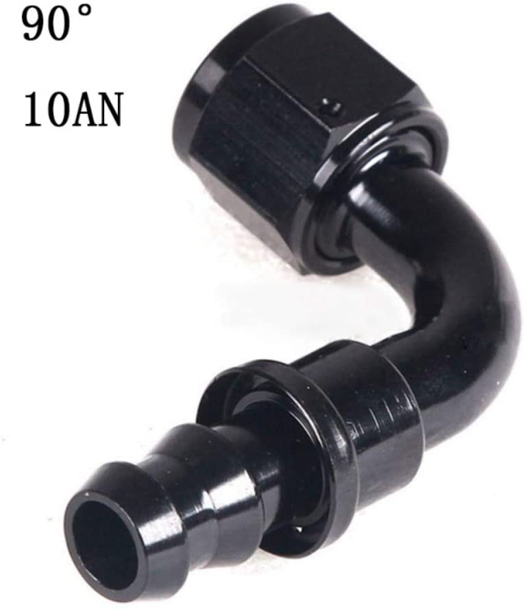 Atoking Anodized Aluminum 0 90 45 180 Degree Push Lock Oil Fuel Gas Hose Line End Fitting Adapter Reusable Hose End Fitting