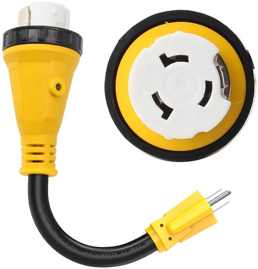 OPL5 15A Male to 50A Female Twist Locking Connector RV Adapter Cord with LED Indicator, 12