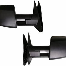 VIOJI 1 Pair Power Heated Manual Telescoping Side Smoke LED Signal Light Black Housing Towing Mirrors Compatible with 07-18 Toyota Tundra