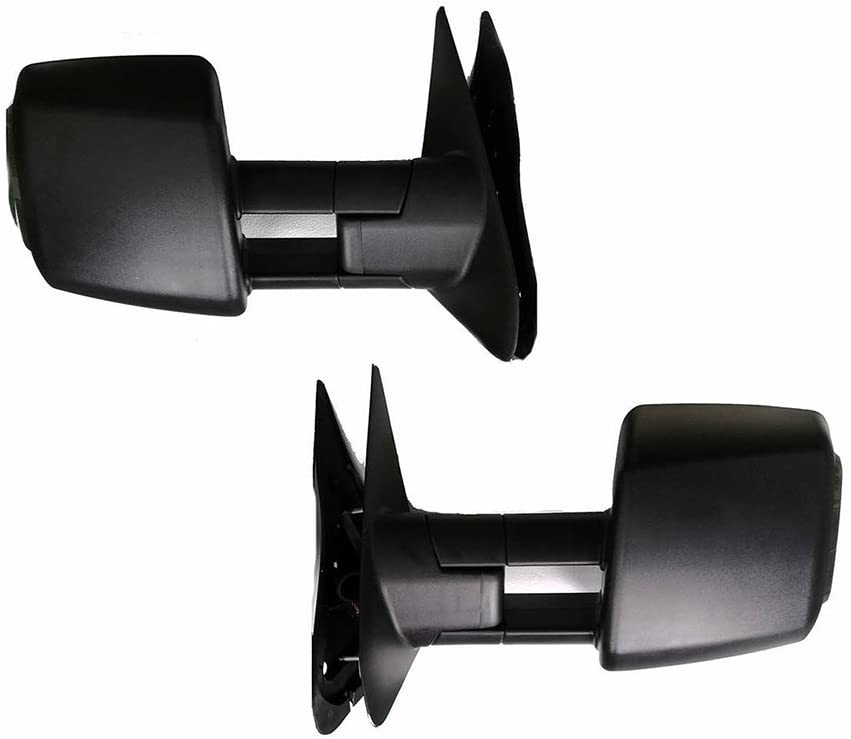 VIOJI 1 Pair Power Heated Manual Telescoping Side Smoke LED Signal Light Black Housing Towing Mirrors Compatible with 07-18 Toyota Tundra