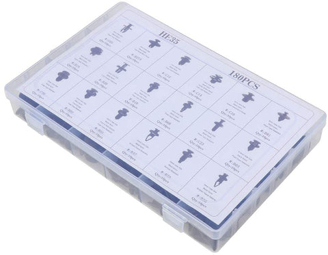 TUPARTS Car Retainer Clips Push Type 18Sizes Bumper Rivet Clips fit for GM,Ford,Honda,Accord,180Pcs