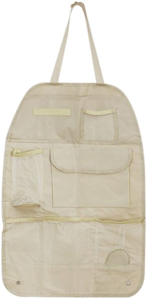 uxcell Universal Car Back Seat Multi-Pocket Organizer Holder Storage Bag Hanger Beige