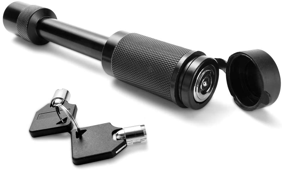 MICTUNING Heavy Duty 5/8 inches Trailer Hitch Lock - Upgraded Plum Blossom Lock Core Hitch Pin with 2 Keys and Rubber Cap for Class III, IV Hitch Receiver