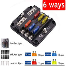 Car Boat Fuse Box Holder With 12 Way Blade Fuse Holder Block amp; Warning Indicator 12V~24V Power Distribution Panel Board (Color : 6 Ways Fuse Box)
