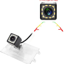 eHANGO Car Rear View Camera with 4 Pin to RCA Cable Bracket License Plate Lights Housing Mount for Jeep Compass 2011~2015 / Jeep Patriot 2011~2015 / Jeep Liberty 2011~2015 (8 LED Angle)