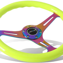 NRG Innovations ST-015MC-NYW 350mm Neo Chrome Spoke Neon Yellow Wood Grain Steering Wheel