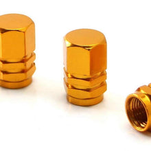 iJDMTOY (4 Tuner Racing Style Gold Aluminum Tire Valve Caps (Hexagon Shape)
