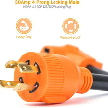 MICTUNING Heavy Duty 125 250V RV Generator Adapter 18 Inch - 30 Amp 4-Prong Locking Male Plug to 50 Amp Female with Handle - STW Cord for RV Trailer Camper
