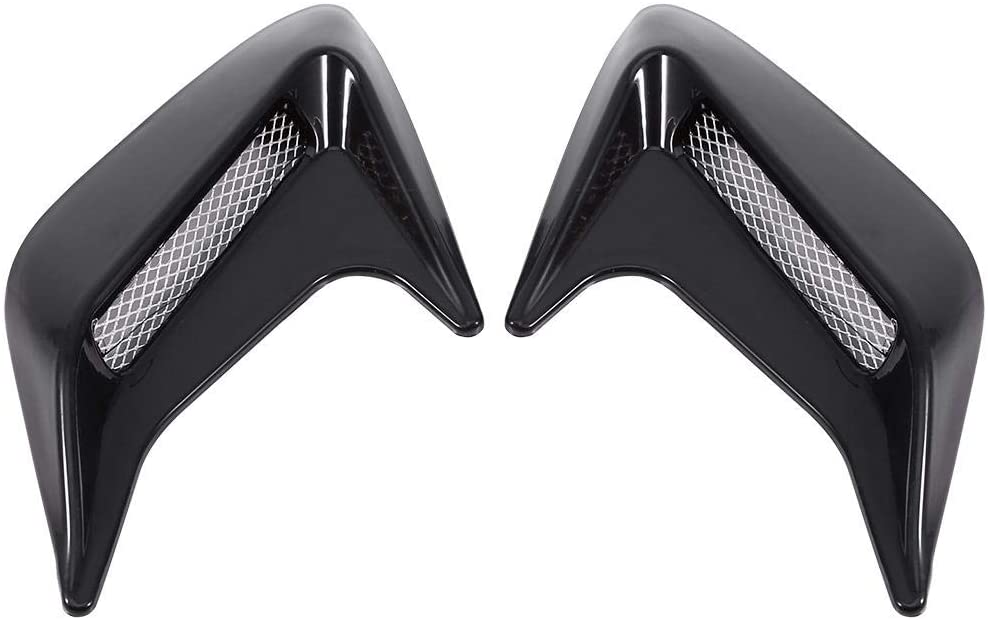 Acouto 2PCS Car Decorative Air Scoop Flow Intake Vent Hood Cover Bonnet Universal (Black)