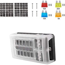 Car Boat Fuse Box Holder With 12 Way Blade Fuse Holder Block amp; Warning Indicator 12V~24V Power Distribution Panel Board (Color : 12 Ways Fuse Box)