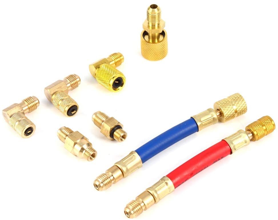 Reunion Multifunctional R134A R12 Car A/C Air Conditioner Refrigeration Converting Adapter Connector Hose Set Kit Metal Material