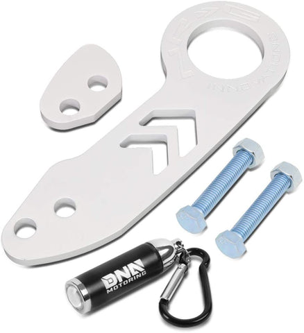 NRG Innovations TOW-110WT Lightweight Aluminum Rear Bumper Towing Tow Hook Ring Adapter + LED Keychain Flashlight