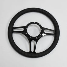 Flashpower 14'' Billet Troika Full Wrap 9 Bolts Steering Wheel with 2'' Dish and Horn Button (Black)