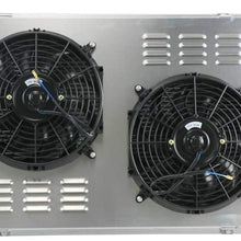 OzCoolingParts 4 Row Core Aluminum Radiator + 2 x 12" Fans w/Shroud + Thermostat Kit for 1973-1991 84 85 86 87 88 89 Chevy C/K/P/R Series C10/C20/C30/K10/K20/K30 Pickup Trucks Blazer Jimmy Suburban