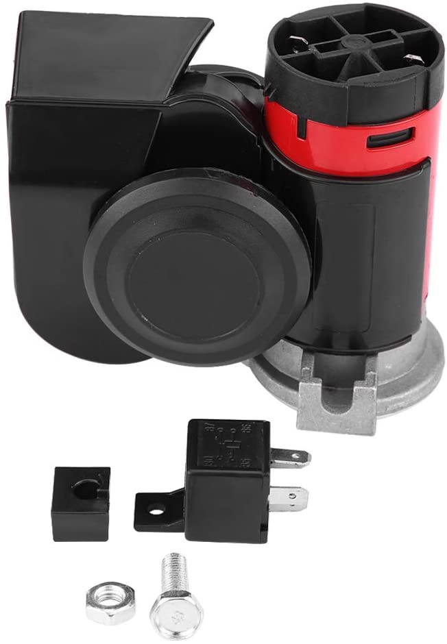 Kuuleyn Vehicle Dual Air Horn, 12V 139DB Loud Electronic Snail Horn Ultra Compact Dual Air Horn Fit For Scooter/Moped ATV Yacht Boat Go-Kart Dirt Bike Pocket Bike Motorcycle