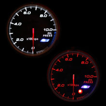 XinQuan Wang 60mm Auto Oil Pressure Gauge 0-10Bar Red White Lighting Car Oil Pressure Meter with Oil Press Sensor Auto Gauge