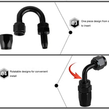 BENBW 1Set Fuel Push On Hose End Oil Fitting Oil Cooler 0/45/90/180 Degree Reusable Hose End Adapter for Car Engine (45 Degree)