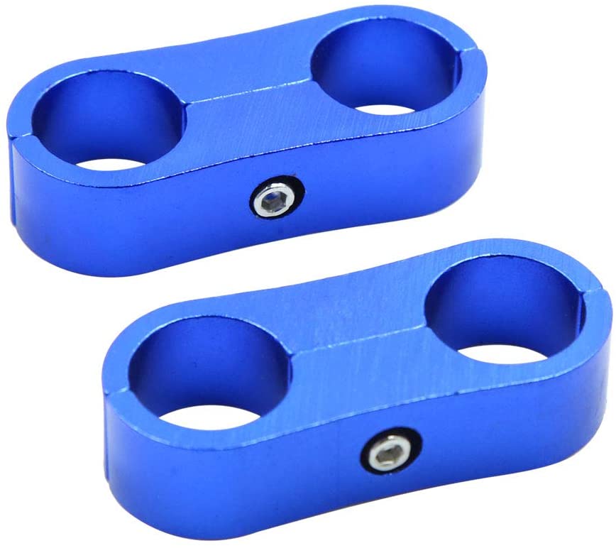 X AUTOHAUX AN8 Hose Separator Clamp Dual Fuel Oil Water Line Fitting Adapter Divider Blue 2pcs