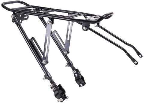 XQK Aluminum Alloy Bicycle Luggage Rack, Adjustable Height Bike Accessories Rear Foldable Carrier Capacity Universal Frame Mounted Bikes Bag Shelf