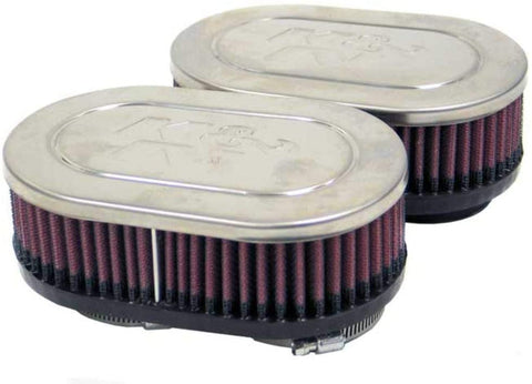K&N Universal Clamp-On Air Filter: High Performance, Premium, Washable, Replacement Engine Filter: Flange Diameter: 2 In, Filter Height: 2 In, Flange Length: 0.625 In, Shape: Oval, RC-2372