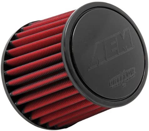 AEM 21-201DK Universal DryFlow Clamp-On Air Filter: Round Tapered; 2.5 in (64 mm) Flange ID; 5.125 in (130 mm) Height; 6 in (152 mm) Base; 5.125 in (130 mm) Top