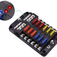 Car Boat Fuse Box Holder With 12 Way Blade Fuse Holder Block amp; Warning Indicator 12V~24V Power Distribution Panel Board (Color : 6 Ways Fuse Box)