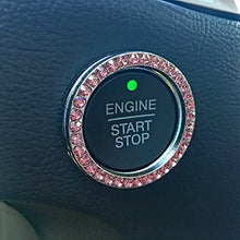 Bling Car Decor Crystal Rhinestone Car Bling Ring Emblem Sticker, Bling Car Accessories, Push to Start Button, Key Ignition & Knob Bling Ring, Car Glam Interior Accessory, Unique Women Gift (Silver)