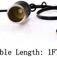 iMESTOU European Male Din Plug-US Female Cigarette Lighter Socket Adapter 12V-24V with Waterproof Cover