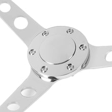 15 Inches Riveted Wood Grain Grip Vintage Steering Wheel 2 Inches Deep Dish Stainless Steel Spokes w/Horn Button