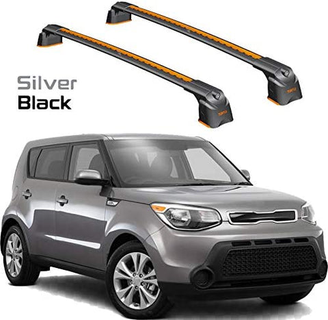 Turtle Brand Kia Soul Roof Racks Cross Bars Rails Top Carrier Alu 2PCS 2015-2019 (Silver)
