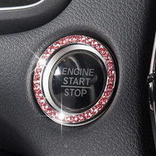 Personality Car Interior Emblem Crystal Ring Sticker,Automotive Parts Start Engine Ignition Button Key & Knobs Key Ignition & Knob Bling Ring, Car Glam Interior Accessory, Unique Women Gift(Silver)