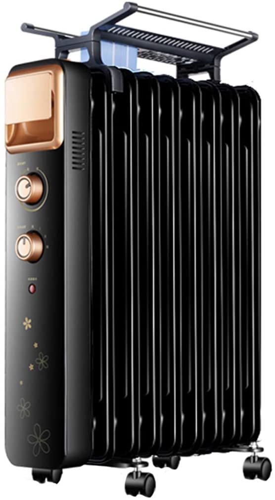 OCYE Oil-Filled Radiator Space Heater, Three-Speed Adjustable, Energy Saving, Safety Function, Suitable for Living Room, Bedroom, Office, Black