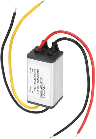 Esenlong DC-DC 12V/24V to 5V 5A Buck Converter Step Down Power Supply Module (White+Black)