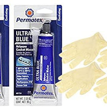 Permatex Ultra Blue RTV Silicone Gasket Maker (3 oz.) Bundle with Latex Gloves (6 Items)