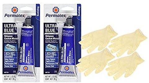 Permatex Ultra Blue RTV Silicone Gasket Maker (3 oz.) Bundle with Latex Gloves (6 Items)