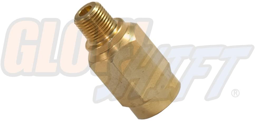 GlowShift Fuel Pressure Snubber Valve Sensor Adapter for 12-Valve & 24-Valve 5.9L 6.7L Dodge Ram 2500 3500 Cummins Diesel - 1/8-27 NPT Threads - Installs to Fuel Filter Housing