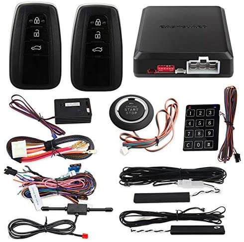EASYGUARD EC002-T3-NS Smart Key PKE car Alarm System with keyless Entry Remote Engine Start Push Start Button Touch Password keypad Shock Alarm Warning DC12V