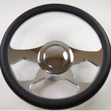 Pirate Mfg Hot Rod 14" Chrome Billet Revolution Style Steering Wheel Package W/Leather Grip