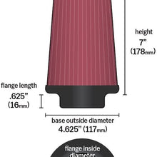 K&N Universal Clamp-On Air Filter: High Performance, Premium, Washable, Replacement Filter: Flange Diameter: 3.5 In, Filter Height: 7 In, Flange Length: 0.875 In, Shape: Round Tapered, RU-3130