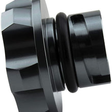 VMS RACING GUNMETAL OIL CAP with Real Black CARBON FIBER Emblem in CNC Machined Billet Aluminum Compatible with Chevy Chevrolet Corvette Stingray 14-19 2014-2019 NEW LT LT-1 V8 Wet Sump Engines