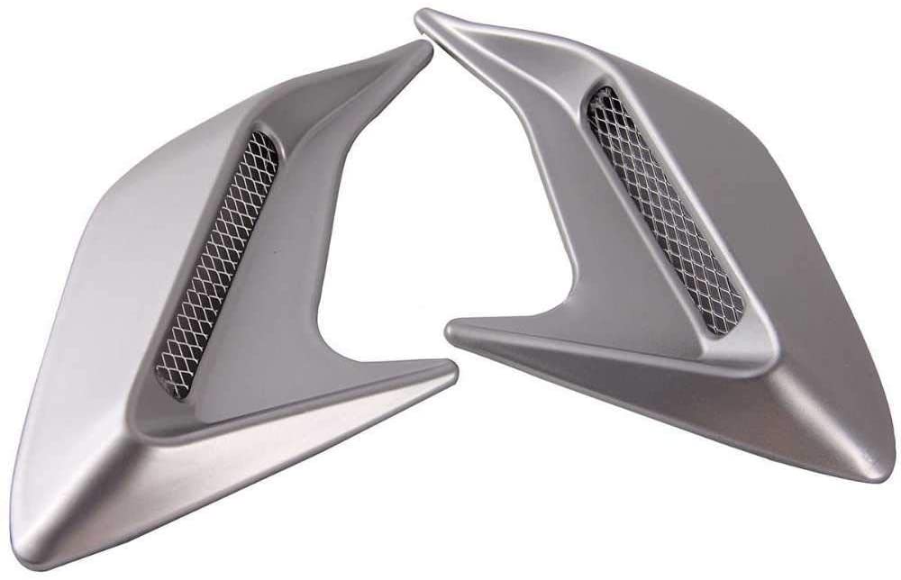 LSJVFK 1Pcs Car Decorative Air Scoop Flow Intake Hood Vent Bonnet Universal (Silver)
